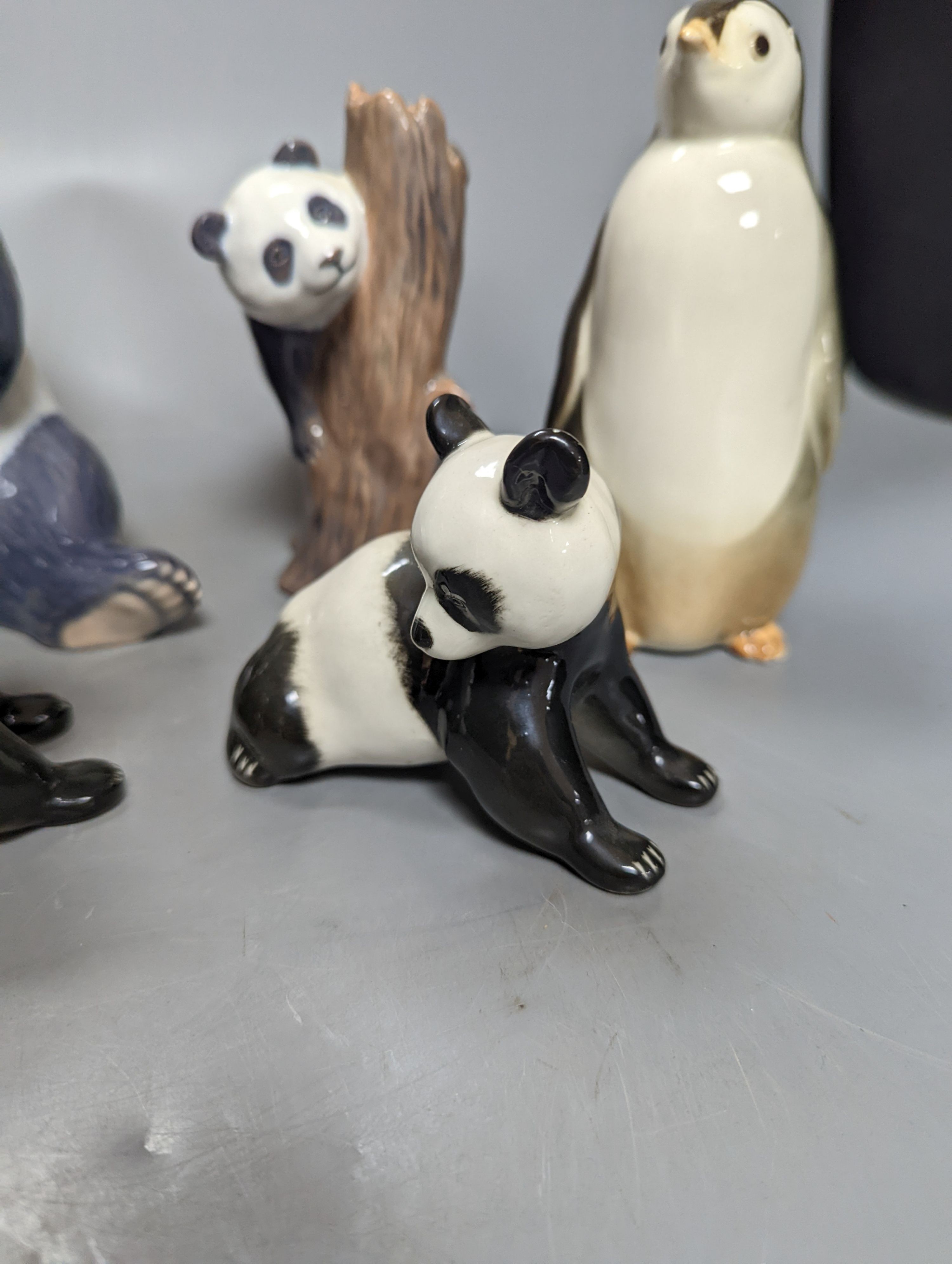 A Copenhagen panda and five USSR animal models, tallest 17cm.